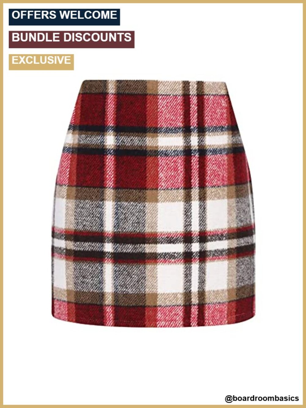 Wool Blend Plaid High Waisted Bodycon Pencil Mini Skirt